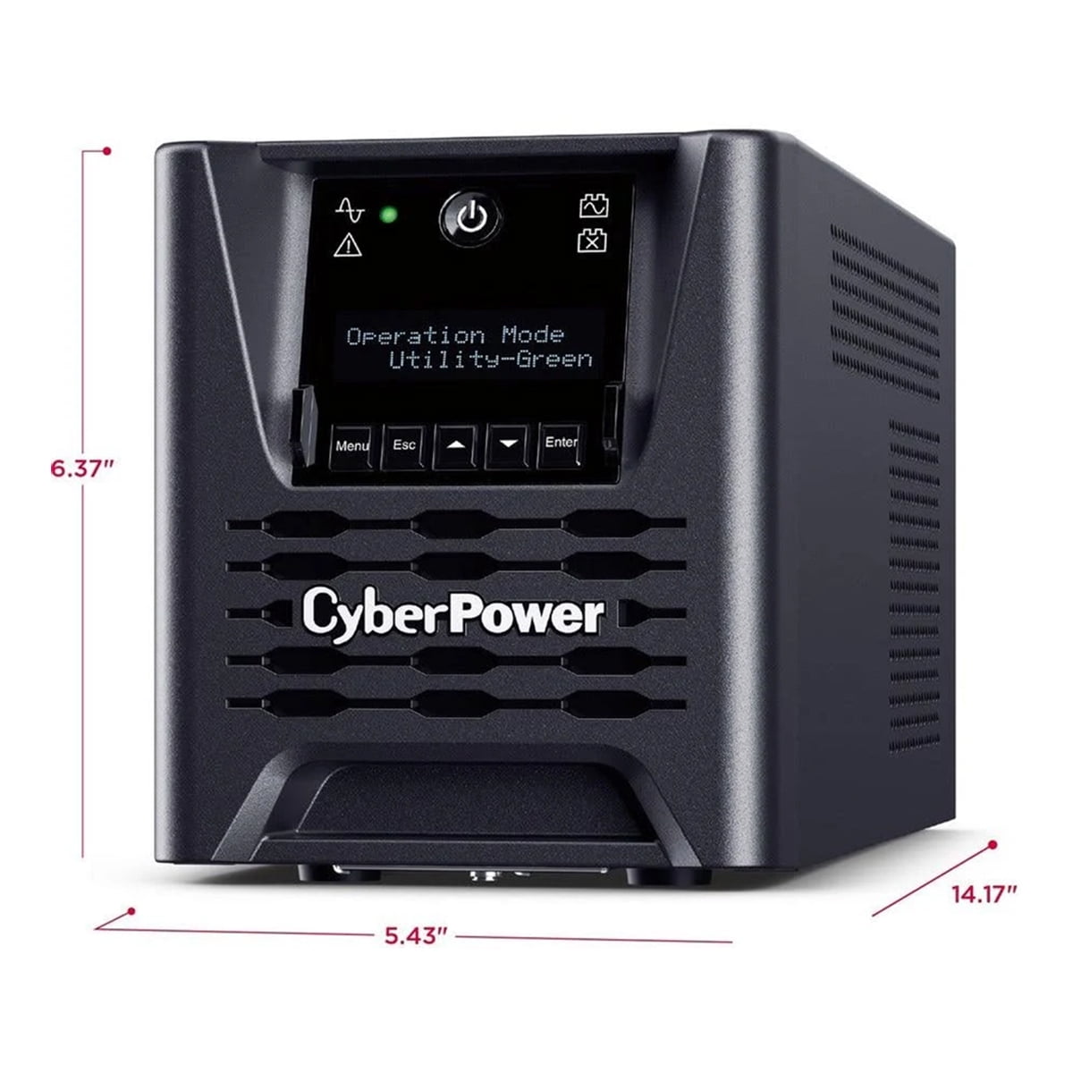CyberPower PR750LCD3C Smart App Sinewave UPS Systems - 750VA/750W, 100 - 125 VAC, NEMA 5-15P, Tower, Sine Wave, 6 Outlets, LCD, PowerPanel® Business