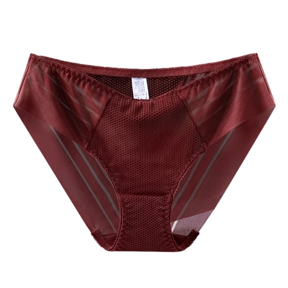 Gfyviroh Briefs for Women Thin Mesh Patchwork Stretch Plus Size Panties Soft High Cut Bikini Underwear