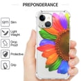 thumbnail image 4 of CoverON Phone Design For Apple iPhone 13 Mini Case and Screen Protector Tempered Glass, Clear Slim TPU Cover, Rainbow Sunflower, 4 of 9