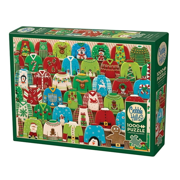 Cobble Hill 1000 Piece Puzzle - Ugly Xmas Sweaters - Sample Poster Included