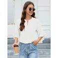 thumbnail image 5 of Chiclily Women Dressy Tops Summer Casual V-Neck Blouse Flowy 3/4 Ruffle Sleeve Top for Women, US Size XL in White, 5 of 8