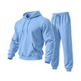 thumbnail image 3 of Delconic Mens Hoodie and Jogger Set Pullover Hooded Sweatshirt and Drawstring Sweatpants Casual Athletic Two Piece Outfit Sky Blue M, 3 of 9