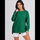 thumbnail image 5 of Sudaderas de Gran Tamaño para Mujer, Cuello Redondo, Larga, Sudaderas con Cremallera Lateral, Ropa de Otoño 2025 Verde Oscuro L, 5 of 9