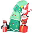 thumbnail image 2 of 6ft Lighted Christmas Decoration, Inflatable Bend Christmas Tree with Elf and Santa Claus, Outside Blow Up Yard Decorations w/ Built-in LED Light, 2 of 10