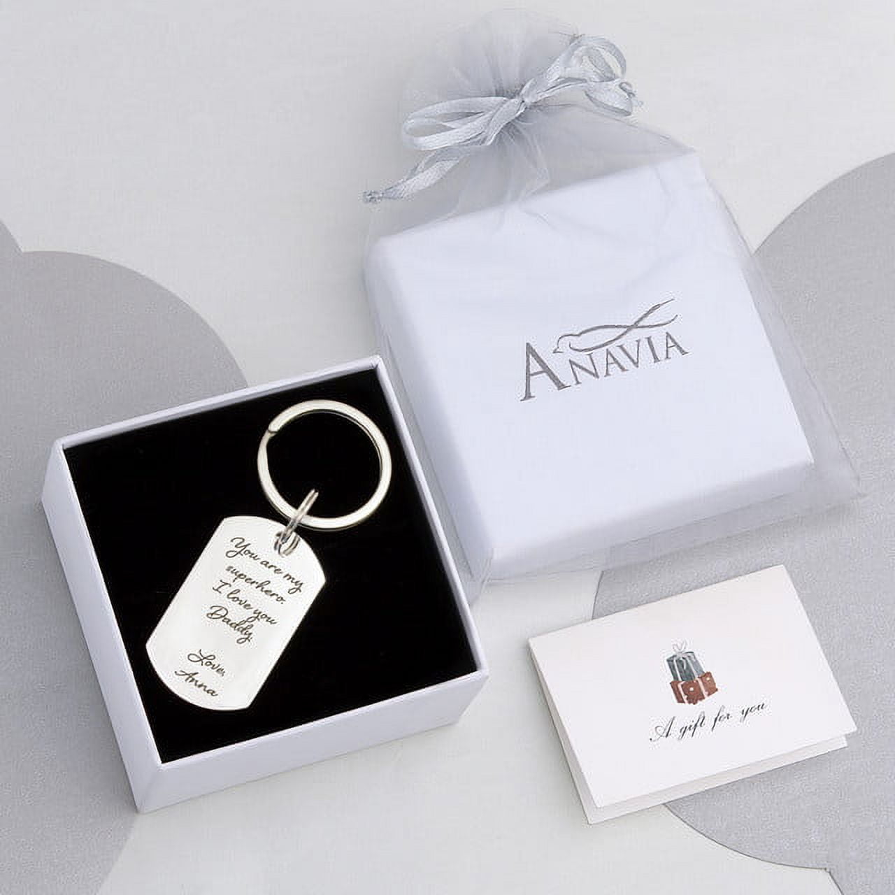 Anavia Personalized Actual Handwriting Dog Tag - Engraved Father's Day Dog Tag - Gift for Dad - Customized Hand Writing Message for Dad - Custom Personalized Keychain