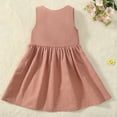 thumbnail image 6 of vdgthytj Toddler Baby Girl Summer Dress Cute V Neck Sleeveless Bow Casual A-Line Beach Party Sundress, 6 of 8