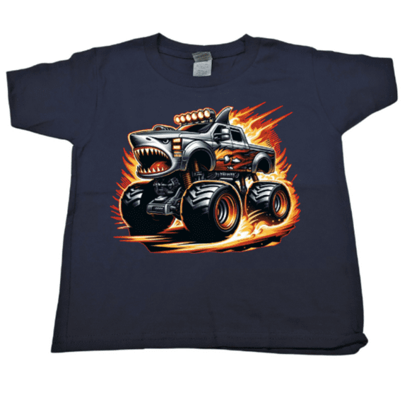 Shark Monster Truck Shirt 5T Cotton Toddler Graphic Tee Top