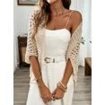 thumbnail image 6 of Elegant Women's Crochet Cardigan - Lightweight Open-Front Knit Sweater with Eyelet Design, Perfect for Spring/Summer/Fall, Available in White or Black, Seasonal Fashion, 6 of 7