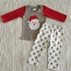 thumbnail image 4 of Ropa de Boutique para niños, pijamas con bordado navideño de Papá Noel, mangas Rojas, grises, traje de niña, pantalones de lunares, conjunto para niños, 4 of 4