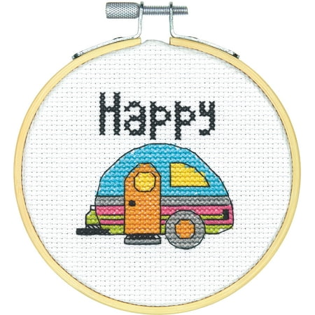 UPC: 0088677748326 | Dimensions Mini Counted Cross Stitch Kit 4 -Happy Camper