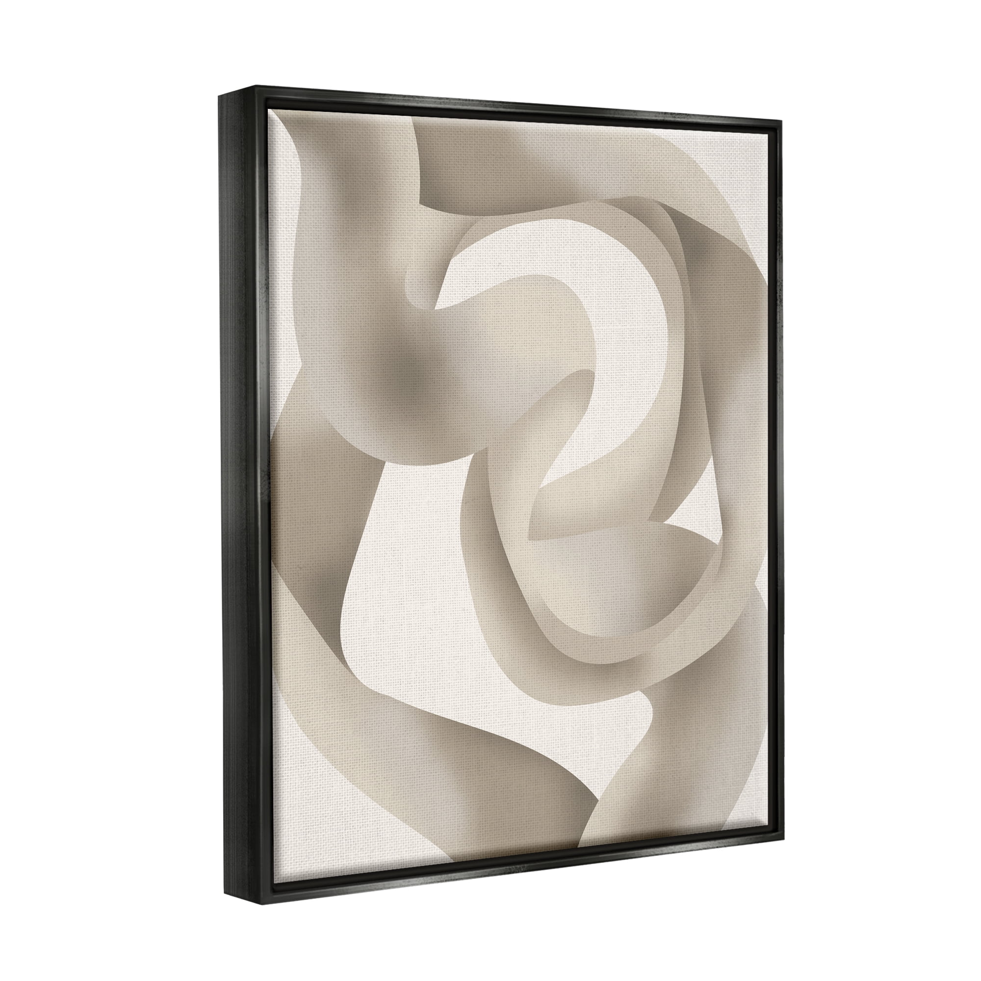 Stupell Industries Modern Wavy Abstraction Abstract Painting Black Floater Framed Art Print Wall Art, 25 x 31