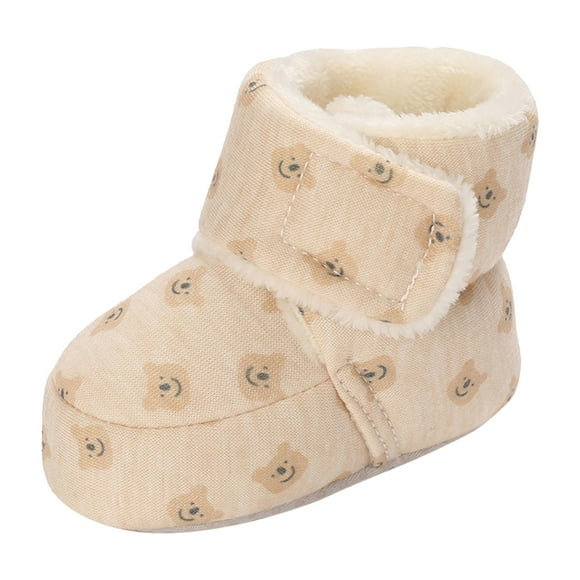 Splozh Baby Winter Warm Shoes for Infant Baby Boots Fashion Pattern Cartoon Cute Autumn and Winter Thickened Warm Comfortable Non Slip Shoes Beige,6-12 Months