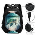 thumbnail image 3 of Fotbe Watercolor Turtle5 Mochila con Estampado y Puerto USB para Hombre y Mujer, Mochila Antirrobo, Mochila de Viaje, Mochila Escolar, Mochila Universitaria, 3 of 7