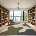 thumbnail image 2 of ODIKA 9'x12' Washable Area Rug Non-Slip, Chair-Friendly Olive and Charcoal Abstract Waves Modern Fluid Design with Curves for Dining Room, Basement, Large Office, 2 of 7