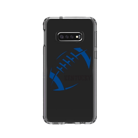 DistinctInk Clear Shockproof Hybrid Case for Samsung Galaxy S10e (5.8" Screen) - TPU Bumper, Acrylic Back, Tempered Glass Screen Protector - Kentucky Football - Blue, Black