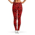 thumbnail image 2 of Red Leopard Print Leggings, Leopard Wide Animal Sexy Yoga Leggings For Women., 2 of 5