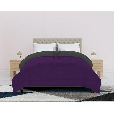 Relaxfeel 250 GSM Premium Luxury 5 Star Microfibre Reversible Soft Plain Quilted 60x90 Inch Single Bed Comforter/Quilt/Duvet (Purple)