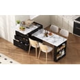 thumbnail image 2 of HORIZON Kitchen Island with Casters, Extendable Dining Table with Led Lighting, Kitchen Table with Power Strips, Buffet Table, or Bar Table for The Kitchen and Dining Room (Black + Marble White), 2 of 69