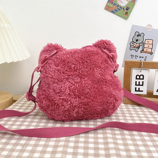 Bolsa Muñeca de dibujos animados oso gato de hombro de felpa niños cruzados de invierno (rojo) Likrtyny Para Estrenar