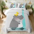 thumbnail image 2 of Erosebridal Hippo Twin Quilt Set for Boys Girls, Bath Time Twin Coverlet Set, 2-Piece 1 Bedspread and 1 Pillowcase, 2 of 7