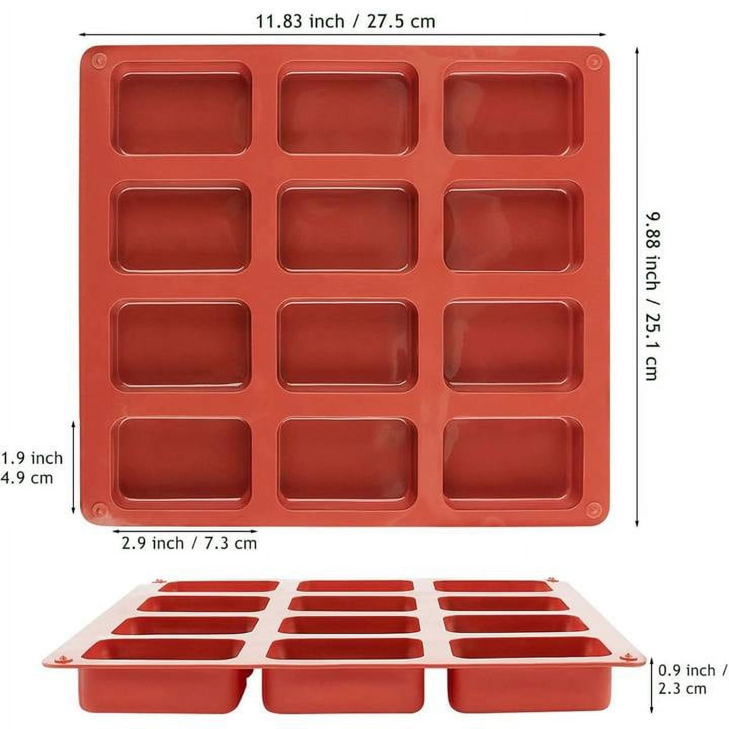 Silicone Mini Loaf Pan - [4PCS] 12 Cavity Mini Bread Pan Brownie Pan, Nonstick Silicone Molds for Brownie, Cornbread, Cheesecake or Cupcake