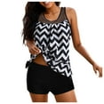 thumbnail image 1 of YuYuBao Women Swimsuits 2 Piece Striped Print Tummy Control Top With Boyshorts Two Suits Swimwears Tankinis Bathing Suits, 1 of 7