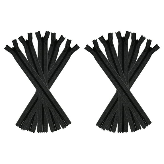 Uxcell Invisible Zippers, 10pcs 8inch Nylon Hidden Sewing Zippers for Sewing DIY Handmade, Black