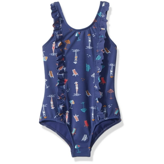 Roxy Girls' Tropicool Sunshine One Piece Swimsuit, deep Cobalt on The Beach, 4