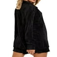 thumbnail image 4 of Women Casual 2 Pcs Clothes Set Solid Color Ruched Long Sleeve Button Down Shirts with Shorts Suit, 4 of 9