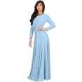 thumbnail image 6 of KOH KOH Long Sleeve Modest Fall Winter Elegant Evening Flowy Empire Waist Full Floor Length Cocktail Formal Tall Pleated Maxi Dress Gown Abaya For Women Sky Baby Light Blue Large US 12-14 NT009, 6 of 7