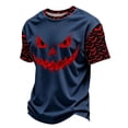 thumbnail image 3 of Big and Tall Halloween Tshirt for Men Casual Pumpkin Print Tee for Wear with Short Sleeves and Halloween Graphic Top Men’s T Shirt Navy L, 3 of 6