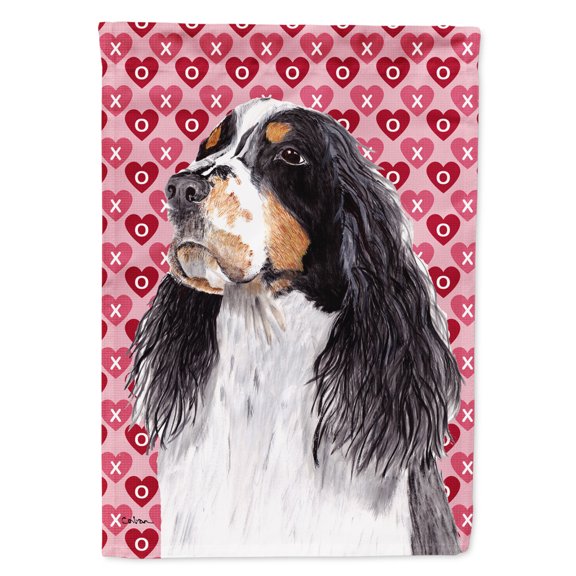 Carolines Treasures SC9277-FLAG-PARENT Springer Spaniel Hearts Love Valentines Day Flag  multicolor