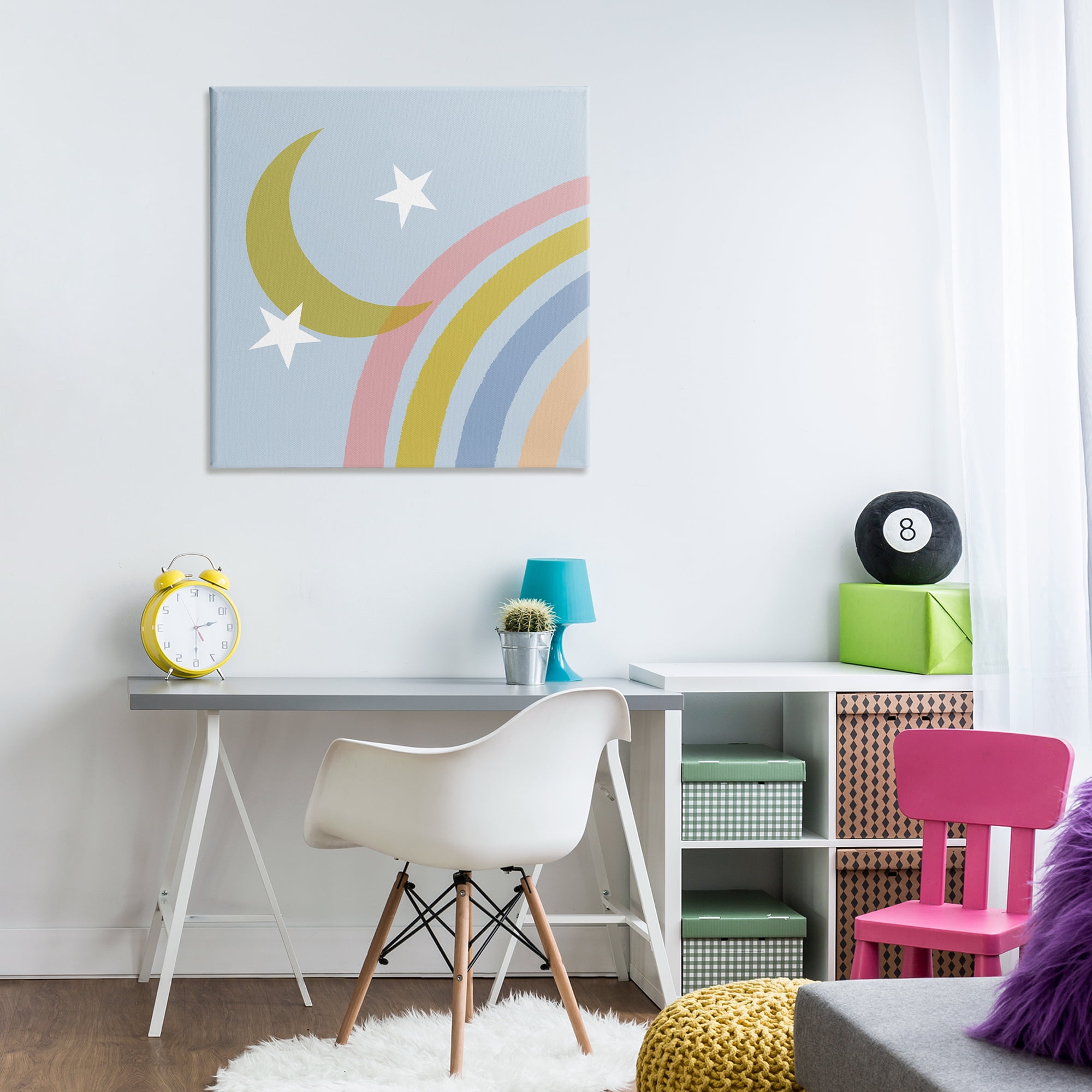 Stupell Industries Rainbow And Moon Shape Landscape & Nature Painting Wrapped Canvas Art Print Wall Art, 30 x 30