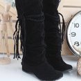 thumbnail image 2 of Bottes d'Hiver pour Femmes avec Franges, Tube Haut, Tête Ronde et Talon Bas, 2 of 9