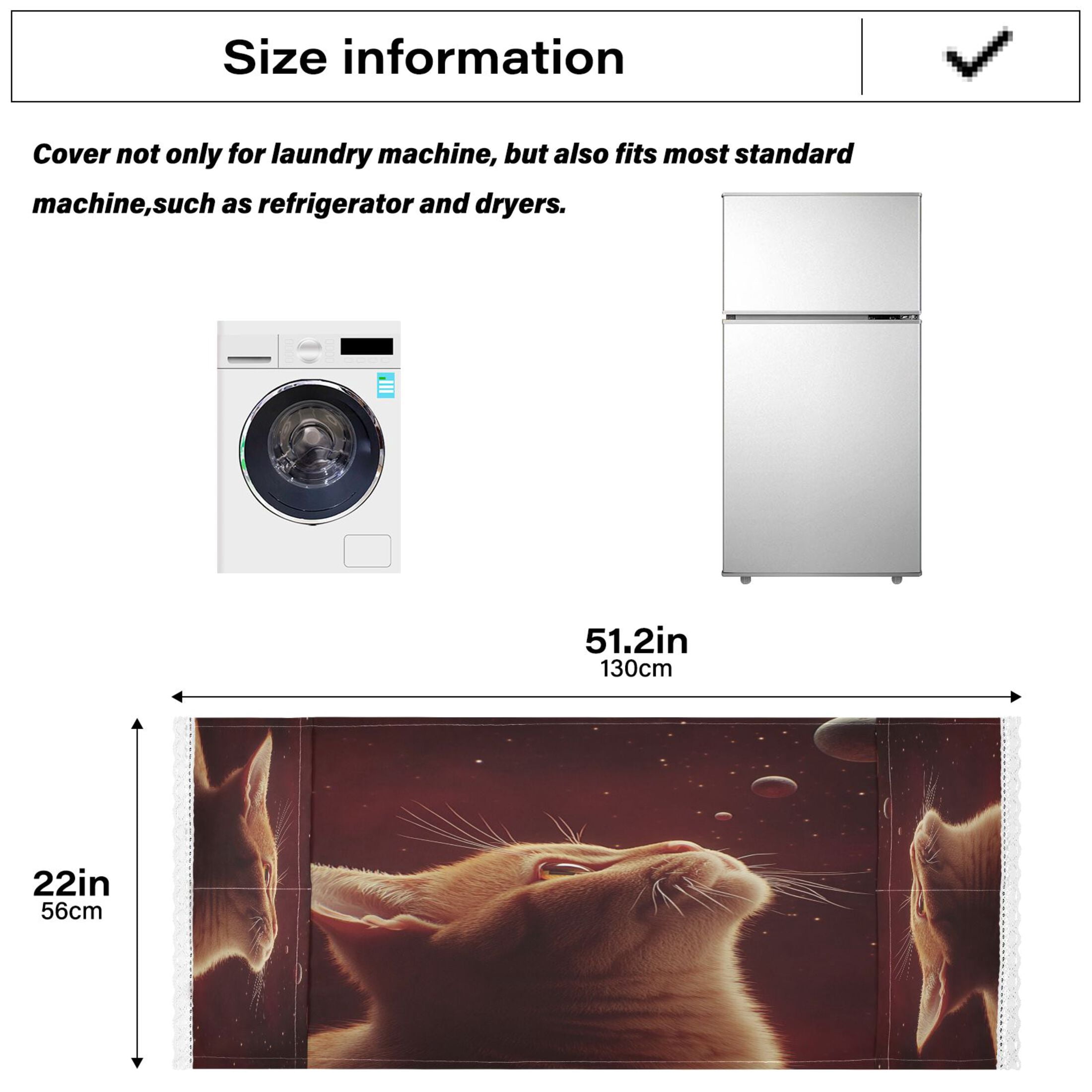 WOBOGO Orange Cat The Universe Pattern Washing Machine Cloth Dryer Refrigerator Top Cover Protective Non-Slip Mat For Kitchen Laundry