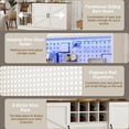 thumbnail image 5 of 75"H 63"W Farmhouse Pantry Cabinet with Hutch & Power Outlet Pegboard, Large Kitchen Storage Cabinet with 4 Sliding Barn Door with Wine Glass Rack, 5 of 9