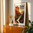thumbnail image 2 of Zion National Park: Timeless Beauty in a Vintage Design - Utah Illustration Vintage Poster Travel Poster Desert Wilderness Wildlife Scenic Oak Framed Wall Art Print 24 x 36 inches, 2 of 59