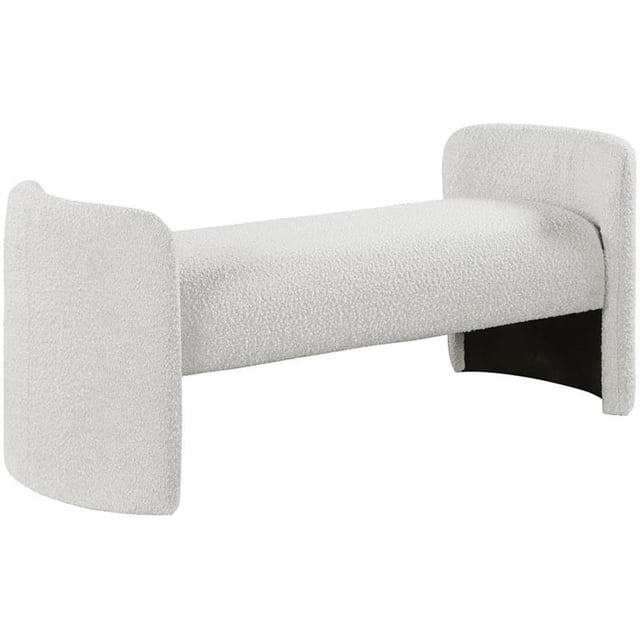 Meridian Furniture Banc en Tissu Bouclé Crème Peyton