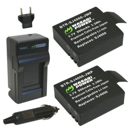Wasabi Power Battery (2-Pack) and Charger for SJ4000, SJ5000, SJ6000, and GeekPro Cameras
