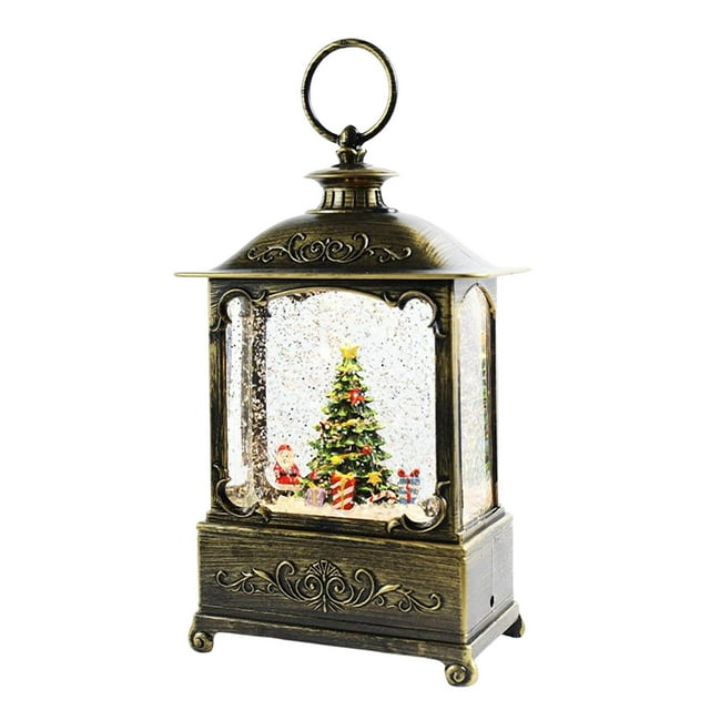 veasfak Creative Glittering Christmas Music Box Lantern Rotating Night Light Musical Box Christmas Tree