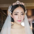 thumbnail image 4 of EeaseCA Bride Rhinestone Crown Alloy Wedding Crown Decor Headwear for Woman Lady Female (Rose Golden), 4 of 7