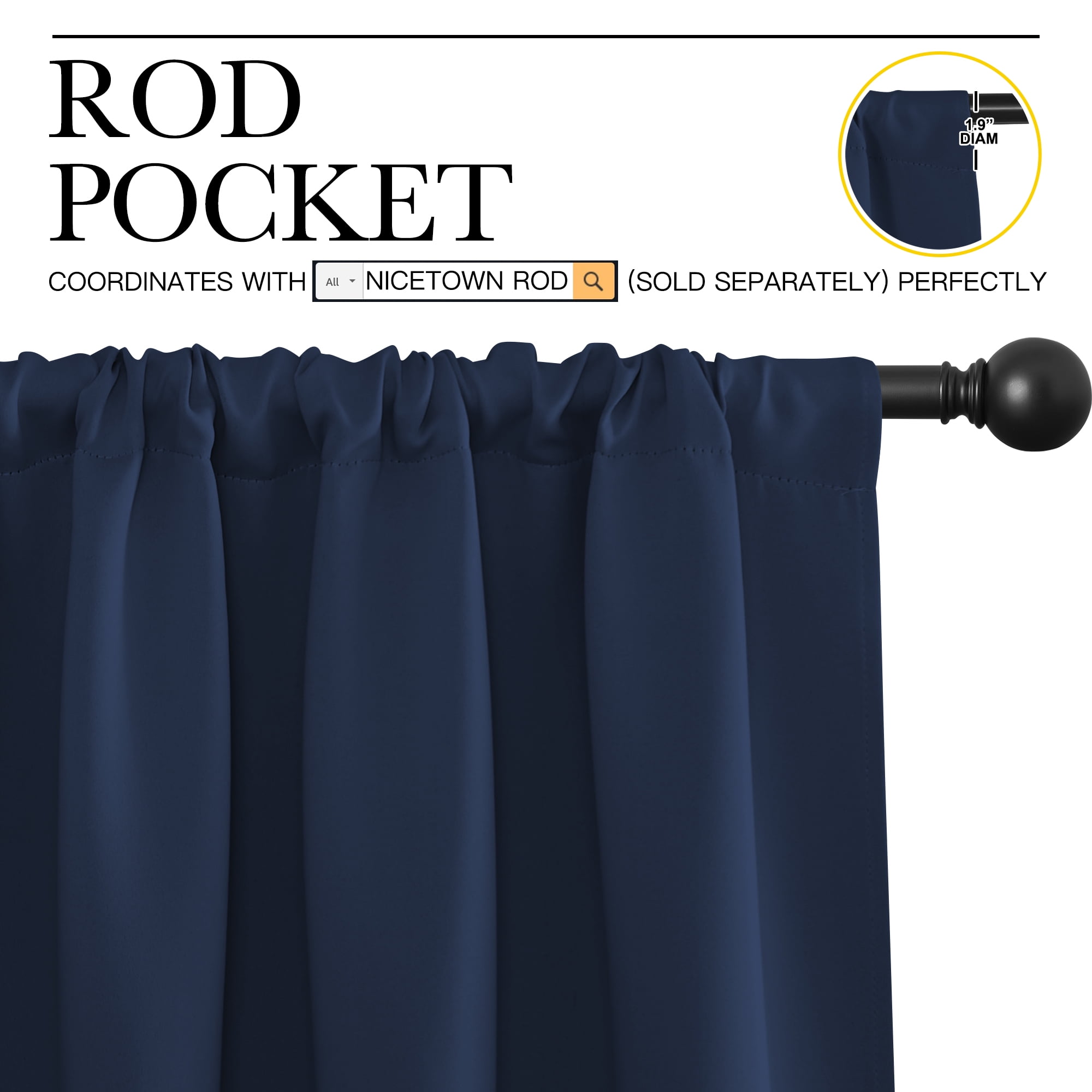 NICETOWN Navy Blackout Curtains Rod Pocket Curtains Panels Thermal Insulated Curtains for Bedroom 52(图2) NICETOWN Navy Blackout Curtains Rod Pocket Curtains Panels Thermal Insulated Curtains for Bedroom 52(图2)