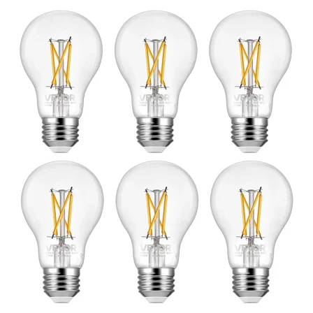 6-Pack Dimmable Edison LED Bulbs A19 - 4.5W, 450 Lumens, 2700K Warm White, E26 Antique Style Light Bulbs