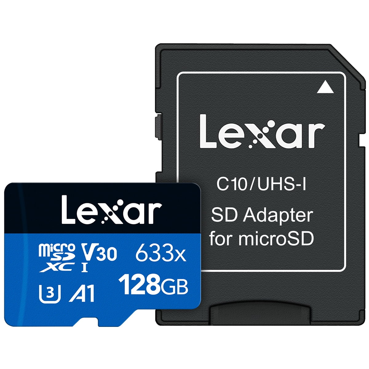 Lexar BLUE Series 633x 128GB UHS-I microSDXC Memory Card with SD Adapter, Bundle with microSD USB 3.2 Gen 1 Type-A Card Reader