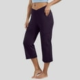 thumbnail image 2 of vigerkar Womens Summer Yoga Capri Pants High Waist Capri Leggings with Pockets Wide Leg Quick Dry Exercise Workout Pants Purple, XXL, 2 of 6