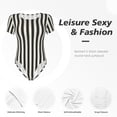 thumbnail image 4 of Saiise Combinaison à Manches Courtes pour Femmes, Motif à Rayures Épaisses Noir et Blanc, Col Rond, Pyjama Extensible, Justaucorps avec Fermeture à Boutons-Pression - XX-Grand, 4 of 7