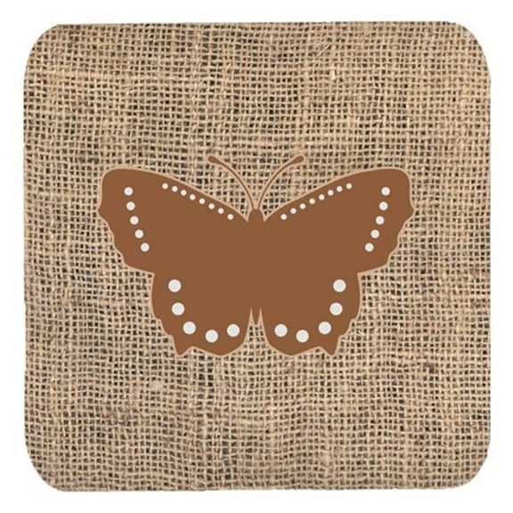 Butterfly Burlap And Brown Foam Coasters, Set Of 4