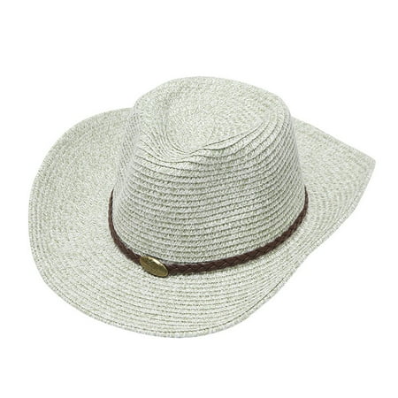 

Heiheiup Adult Unisex Summer Fashion Sunscreen Straw Cap Beach Casual Cowboy Hat Toddler Fedora Hats for Boys