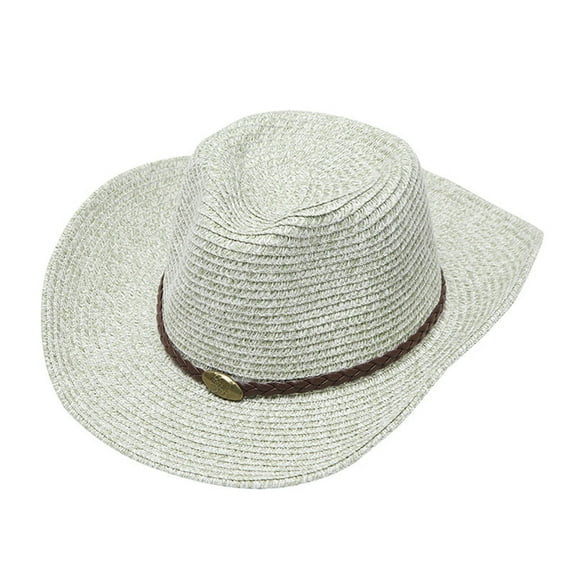 Lroveb Cowboy Hats for Women and Men Adult Unisex Summer Fashion Sunscreen Straw Cap Beach Casual Hat Fedora Hat