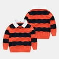 thumbnail image 3 of WOYY Toddler Boys Knitted Sweater Striped Long Sleeve Polo Shirt Knitted Pullover Sweater, 3 of 6